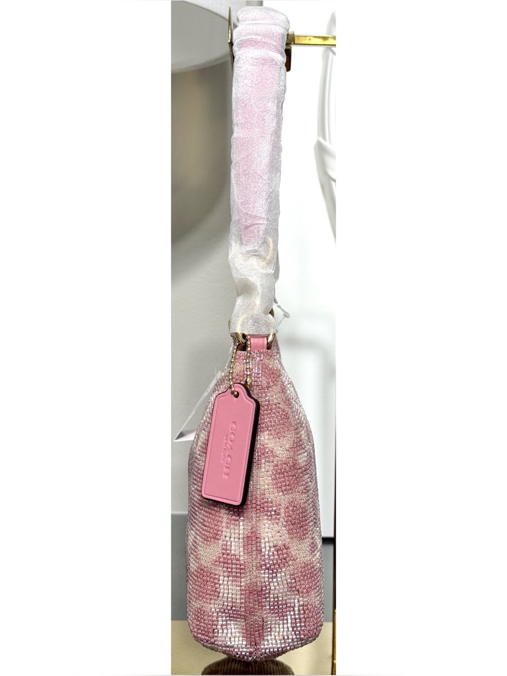 COACH Teri Shoulder Bag Signature Satin Pink Hobo Handbag - Picture 5 of 12